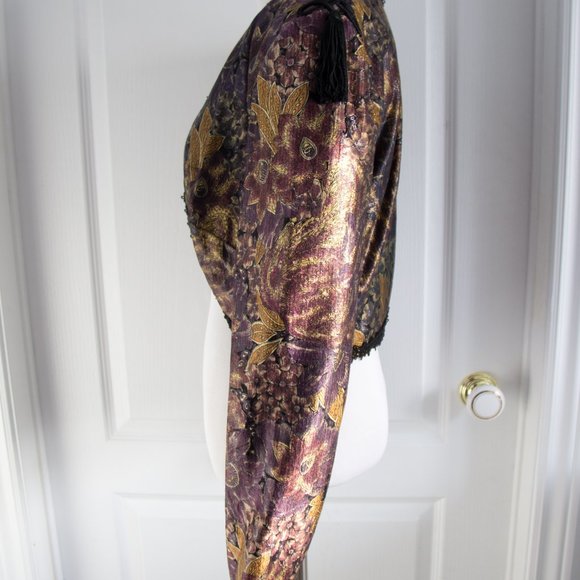 JANINE Vintage Floral Multi-Colour Crop Jacket Bolero Large - Picture 5 of 5